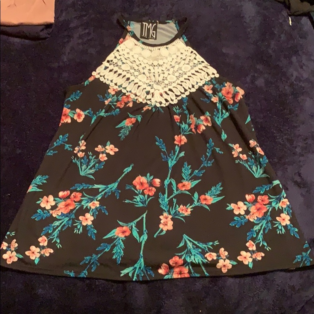 Floral lace top tank top
